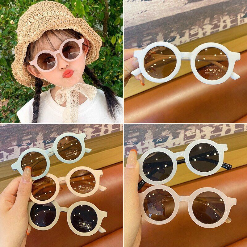 Kính Râm Tròng Tròn Chống Tia Uv Phong Cách Vintage Cho Bé