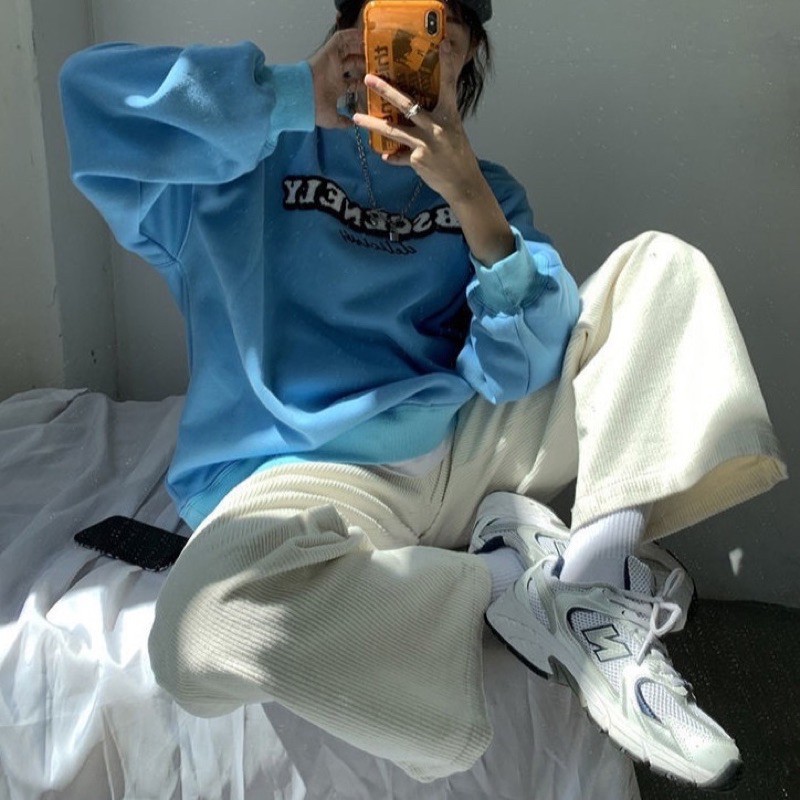 Quần nỉ Nhung tăm Ống Rộnglottes Ulzzang nữ - quần ống suông lưng cao phong cách hàn quốc chất nhung chất siêu ấm