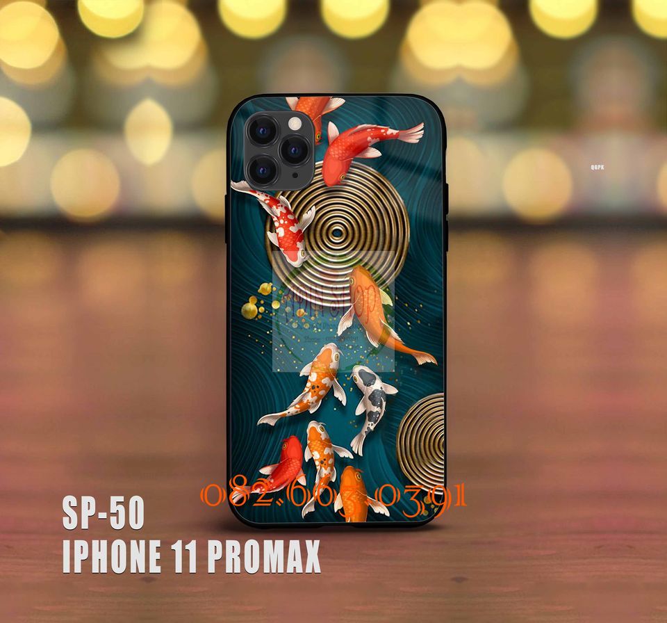 [HCM]Ốp lưng kính IPhone 11 pro max hình cá koi đẹp