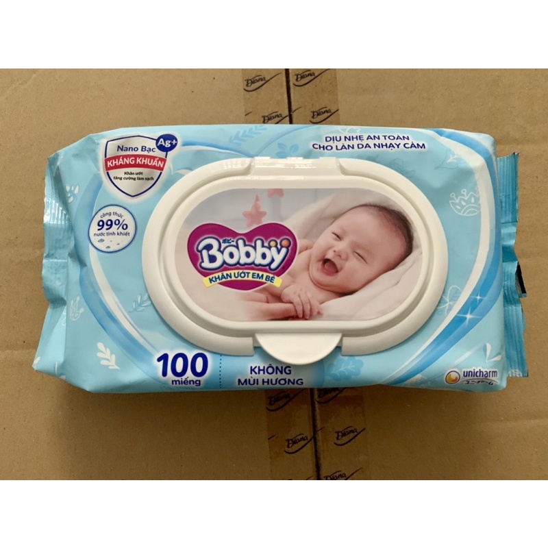 Khăn giấy ướt bobby 100 tờ không mùi