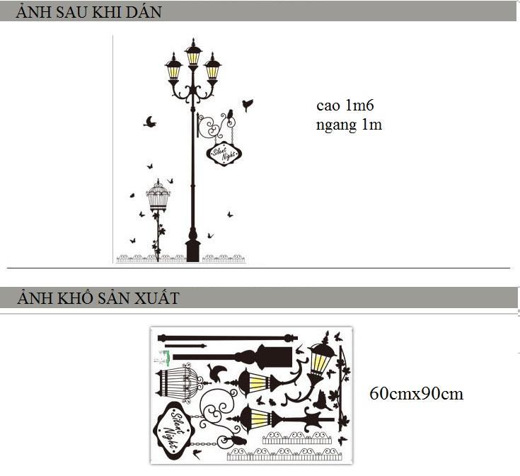Decal dán tường Cột đèn đen vàng- P17-vivadecal