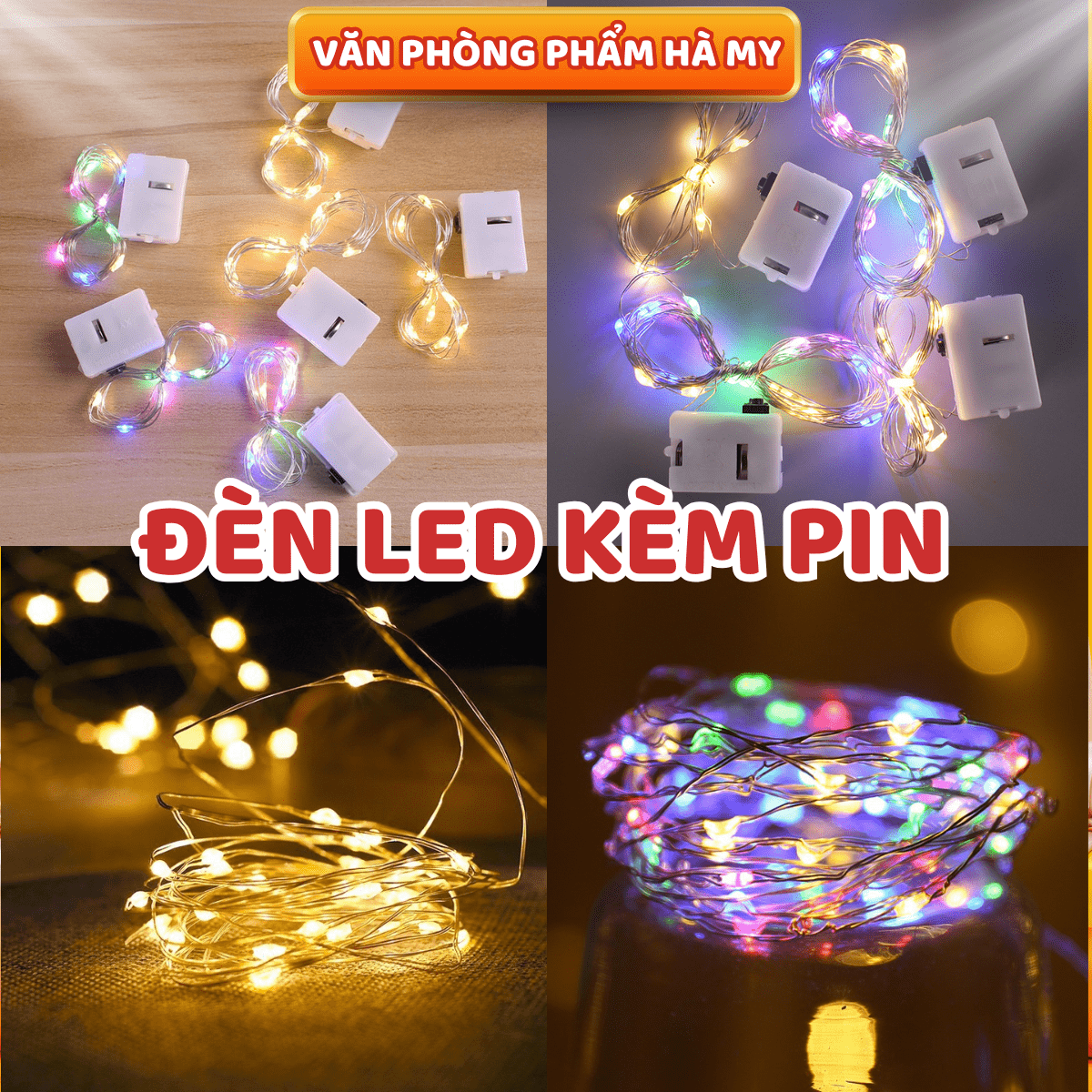 Combo 10 Đèn LED đom đóm dài 1m/2m/3m kèm theo pin