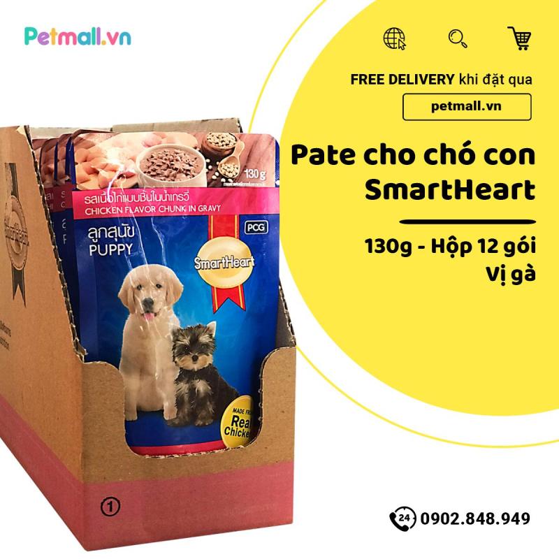 Pate SmartHeart Puppy 130g - Hộp 12 gói - Chicken
