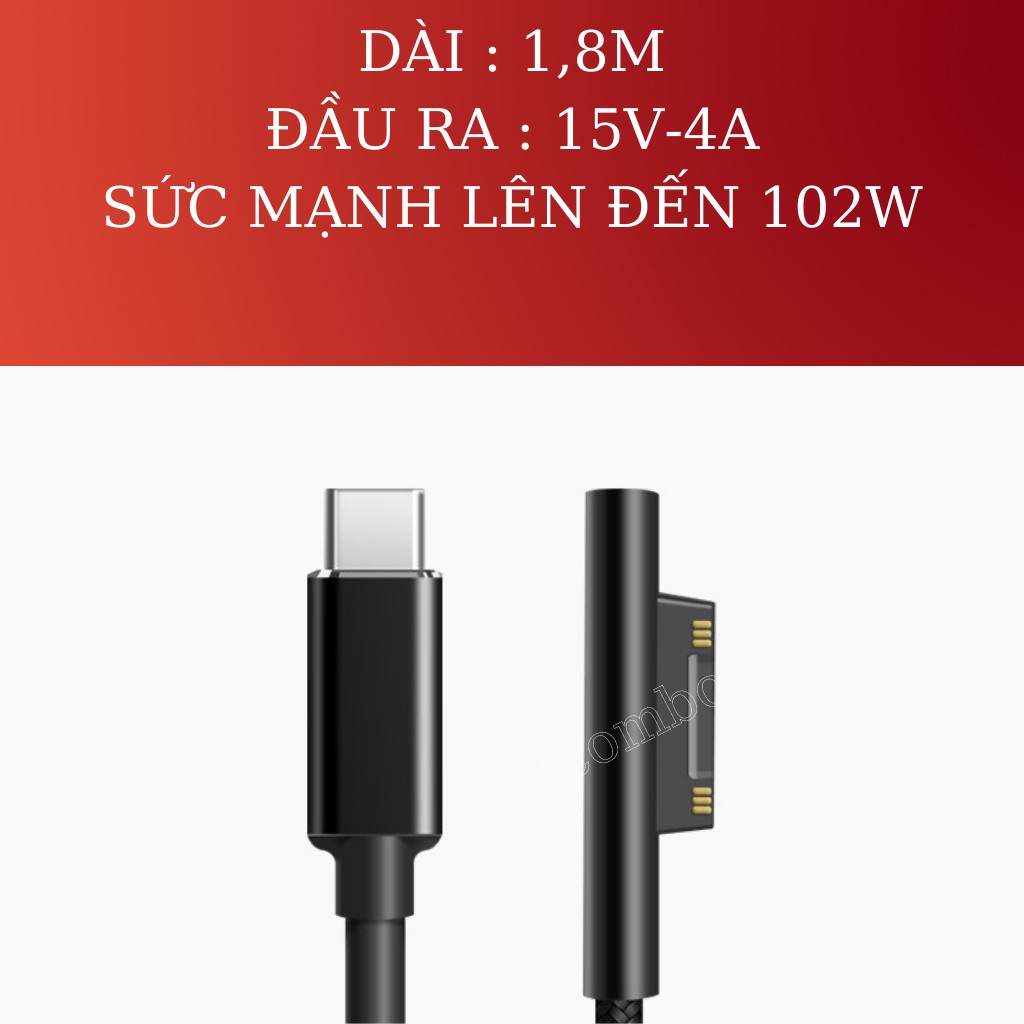 Cáp sạc surface typec - cáp sạc nhanh surface - cáp typec surface Surface pro, surface book, surface laptop