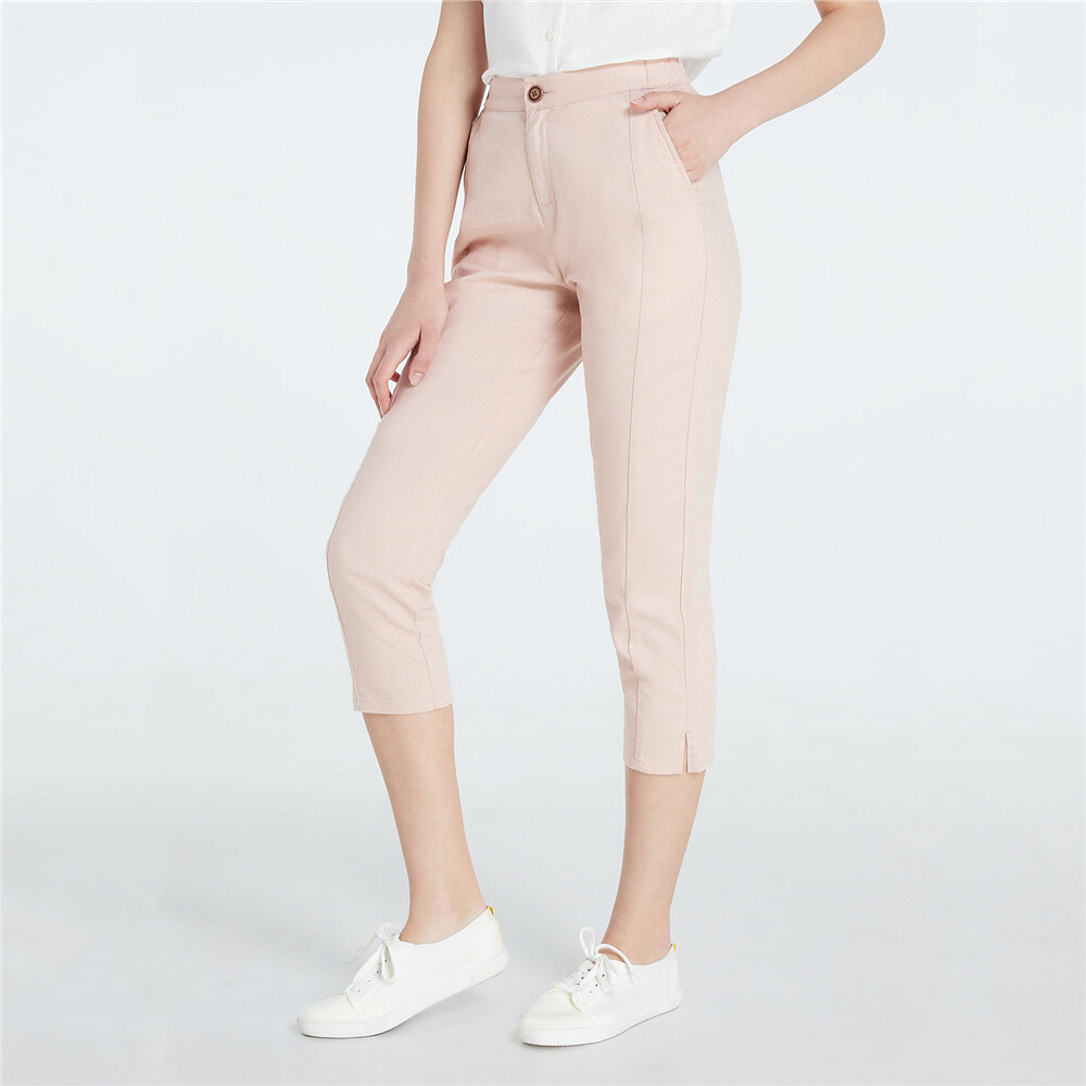 [Special Deal] GIORDANO Quần Lửng Lưng Thun Nữ Linen 05421291