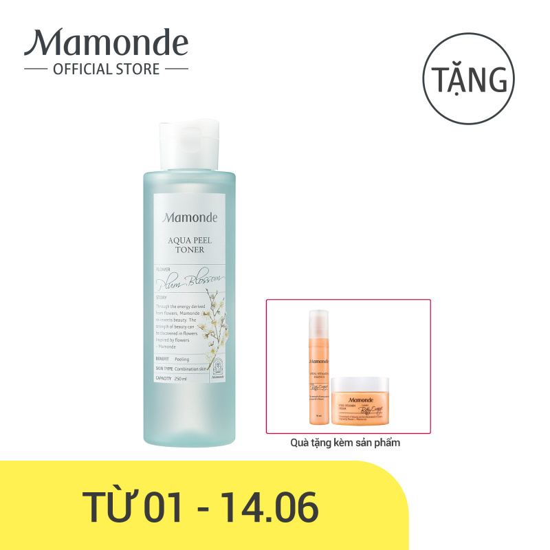 Nước cân bằng dưỡng ẩm loại bỏ tế bào da chết và bụi bẩn trên da Mamonde Aqua Peel Toner 250ml