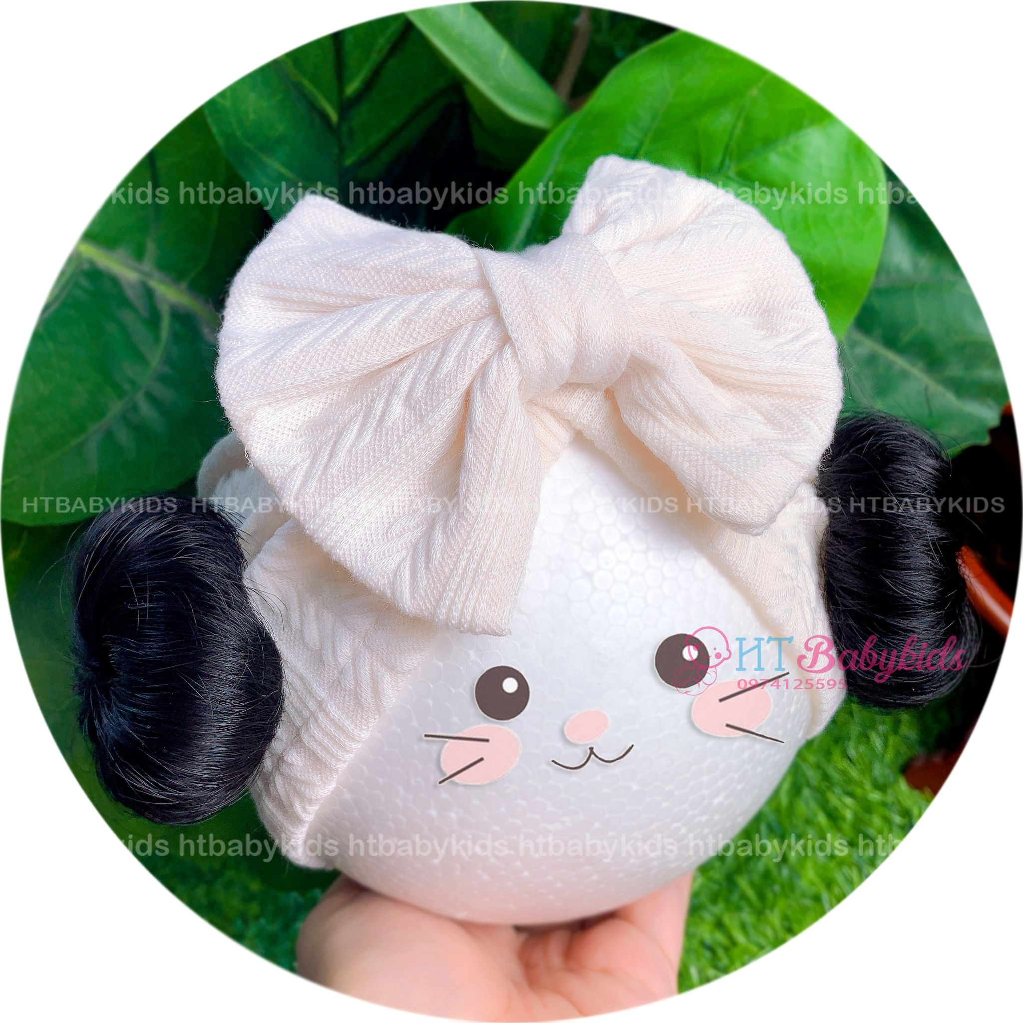 Nón tuban tóc giả cho bé gái, turban tóc giả cho bé gái, tóc giả bé gái hồng đỗ