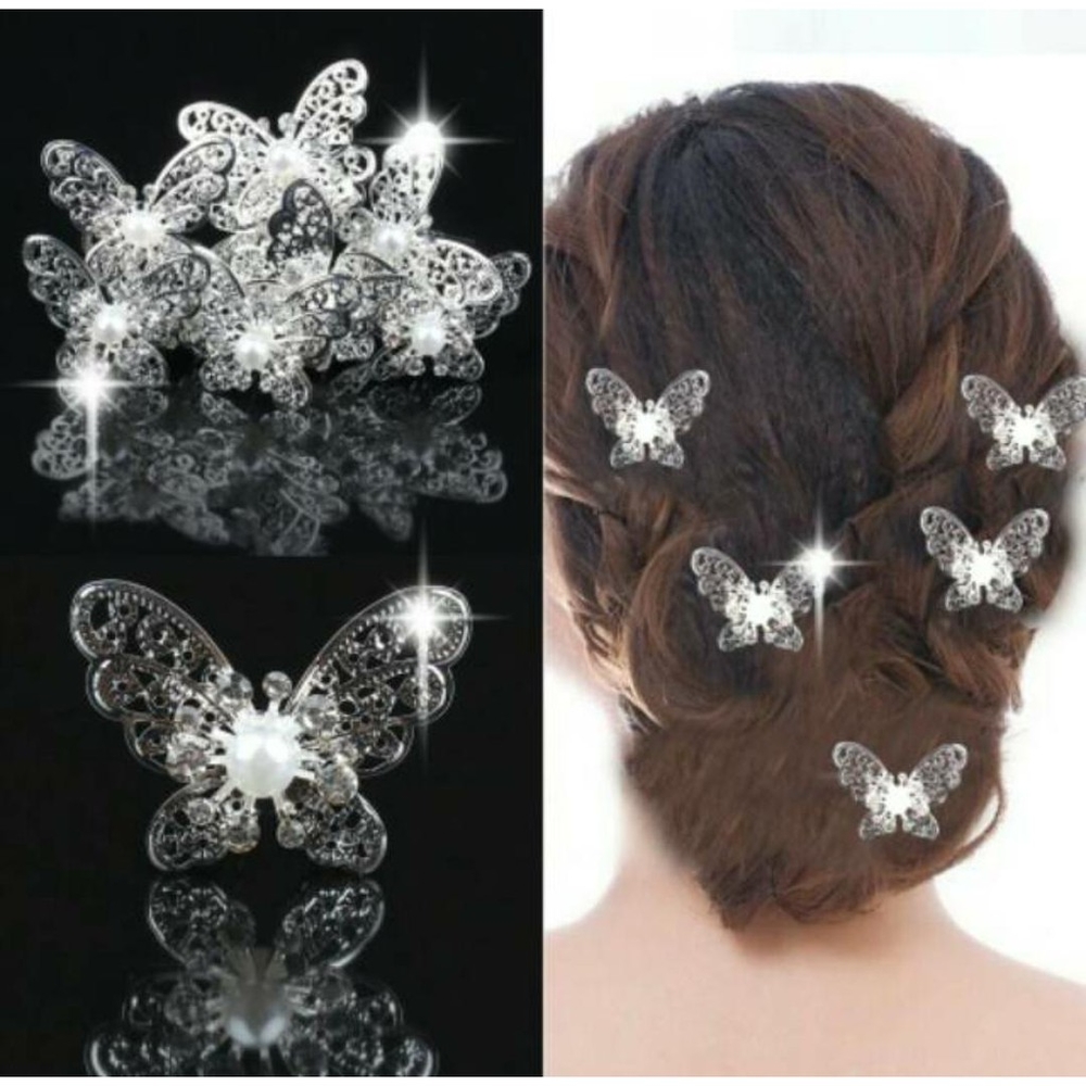 Trâm Cài Tóc Cánh Bướm Đính Hạt Chai
