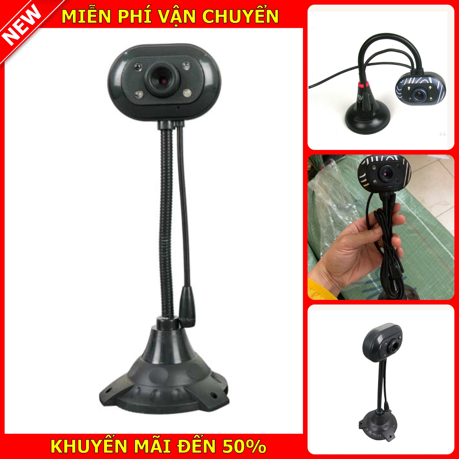 Webcam Chân Cao có mic T25T35 dùng cho máy tính ,laptop cổng 2.0 có tích hợp mic và đèn Led trợ sáng cho hình ảnh cực nét ,Webcam máy tính để bàn thích hợp cho học và làm việc online ,màu đen , bảo hành 12 tháng