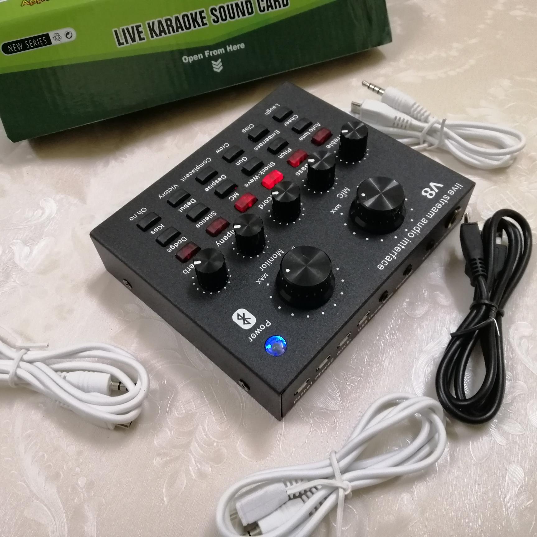 COMBO THU ÂM LIVE STREAM SOUND CARD V8 BLUETOOTH MICRO S220