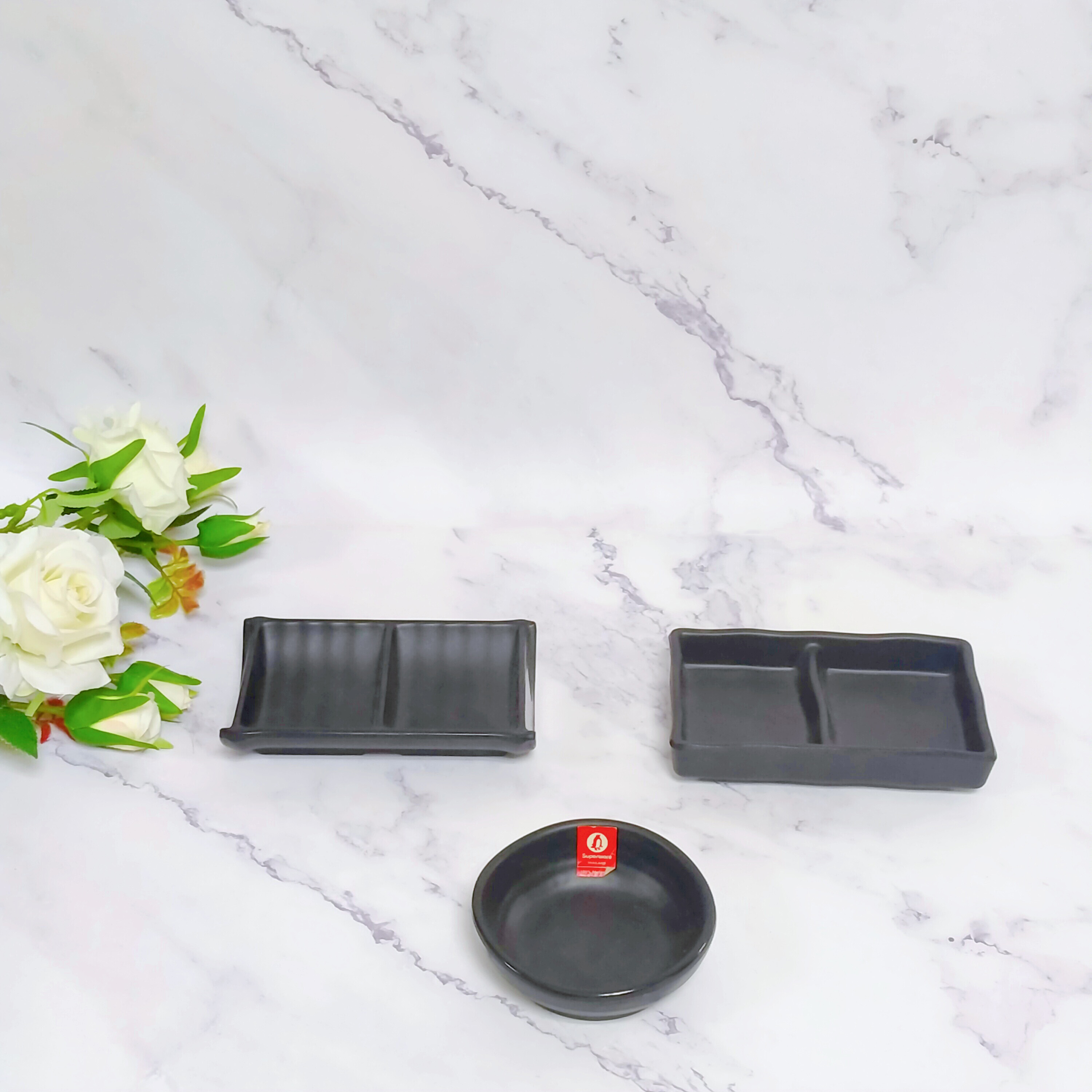 Bộ chén dĩa chấm Superware Nhựa phíp 100% melamine Đen