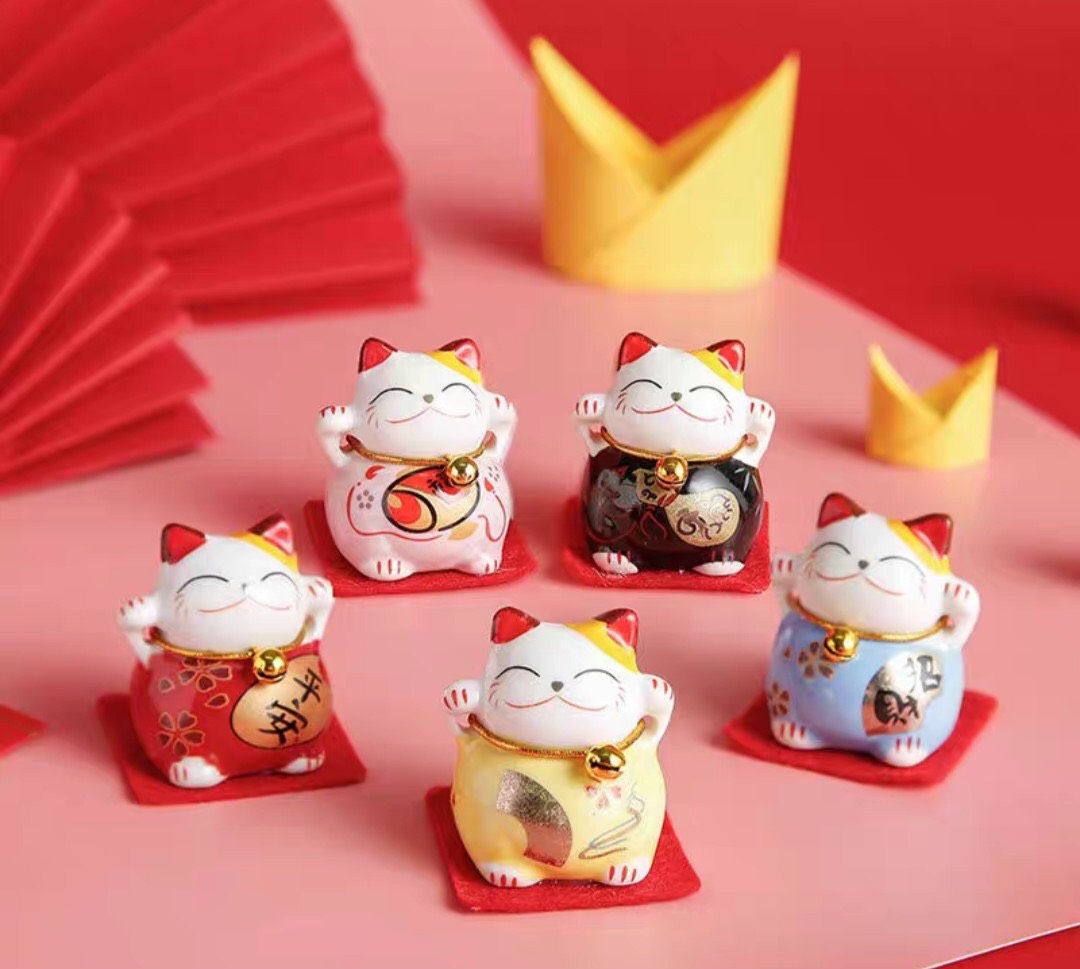 bộ 5 chú mèo thần tài mini