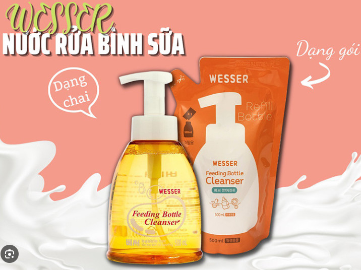 Nước rửa bình sữa Wesser dạng chai/gói 500ml (Nhập khẩu Hàn Quốc)