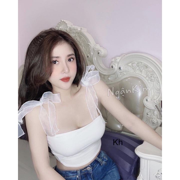 Áo hai dây thun gân sang chảnh