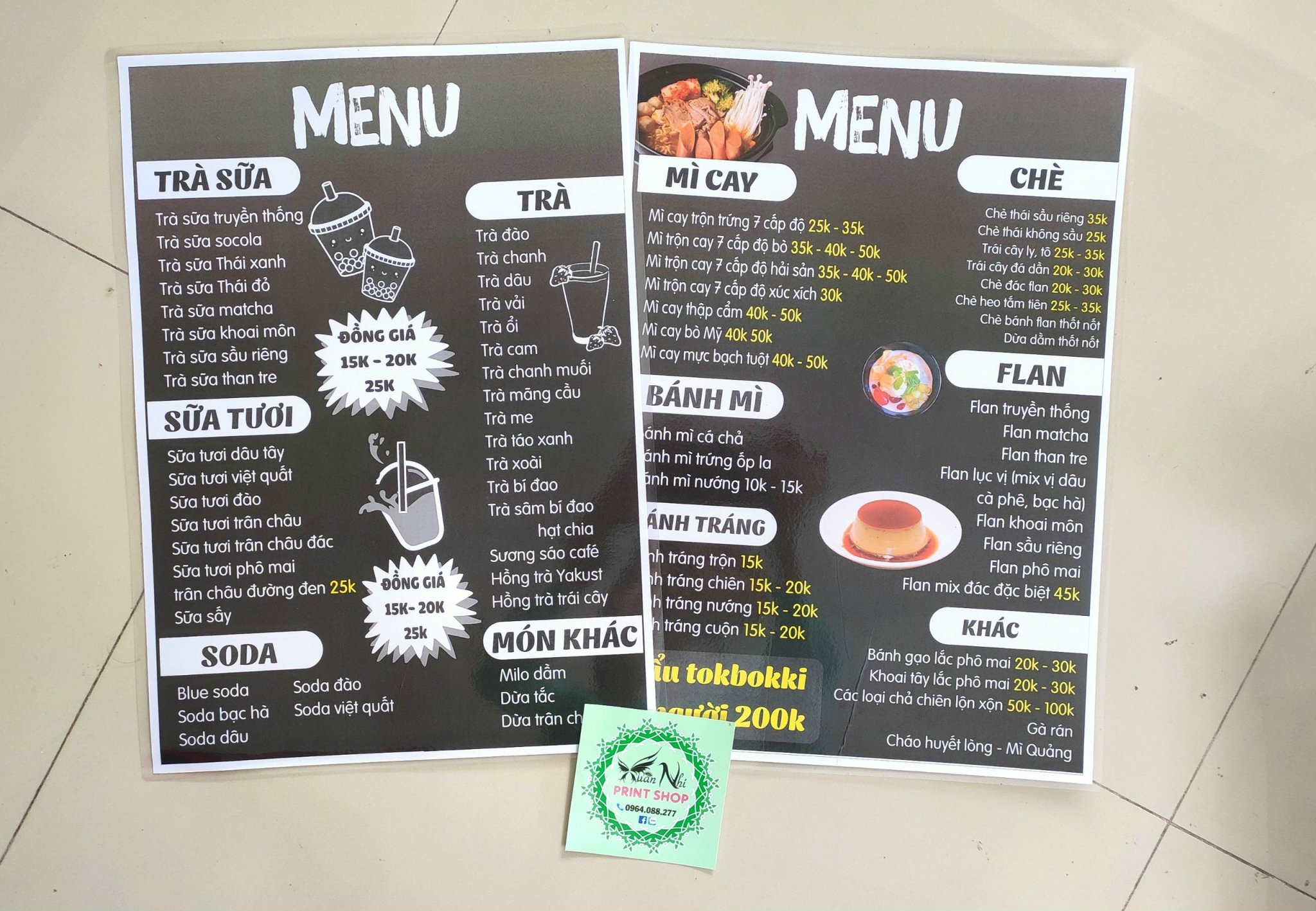 Menu ép nhựa in theo yêu cầu