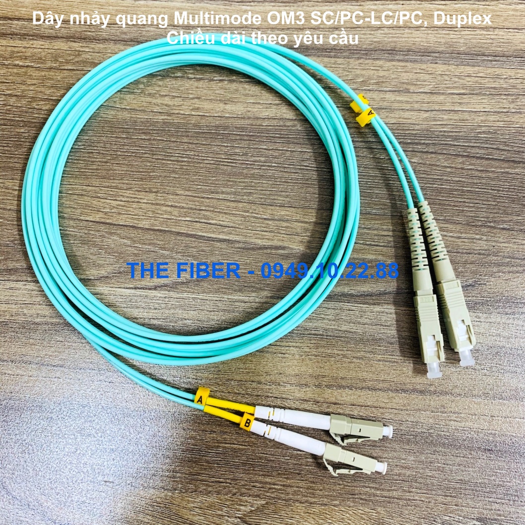 Dây nhảy quang Multimode OM3 SC/PC-LC/PC Duplex - Chiều dài theo yêu cầu