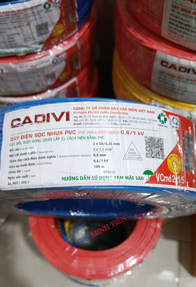 100 mét dây điện đôi cadivi, dây cáp điện đôi cadivi 2x16 , 2x24 , 2x32 , 2x30 , 2x50 lõi đồng