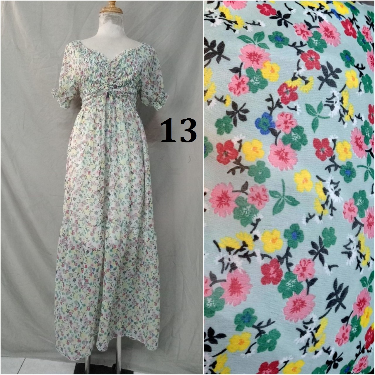 Đầm maxi voan rút ngực,đuôi cá