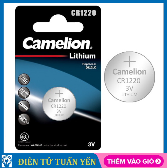 Pin nút áo CR1220 Camelion Lithium 3V (vỉ 1 viên) - Hàng chính hãng