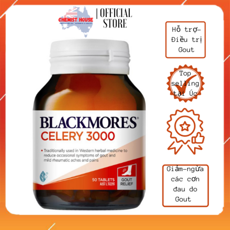 [HCM][Hàng Chuẩn ÚC] Blackmores Celery 3000mg - Viên uống phòng bệnh và hỗ trợ điều trị Gout 50 viên