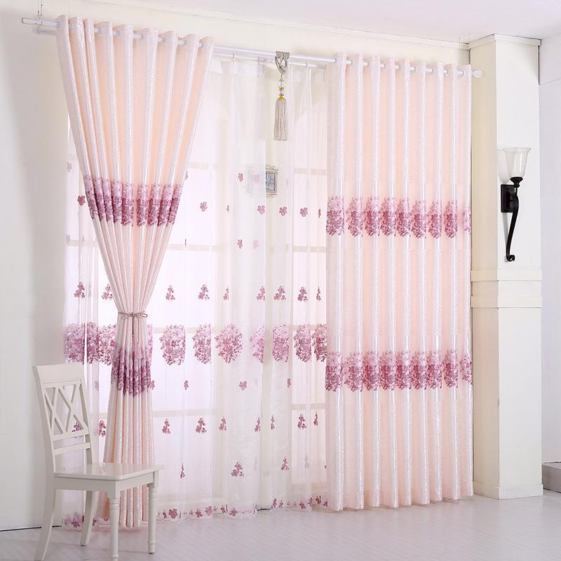 Rèm vải dày che nắng tốt cách nhiệt hoa tú cầu hồng 2m x 2.7m cao