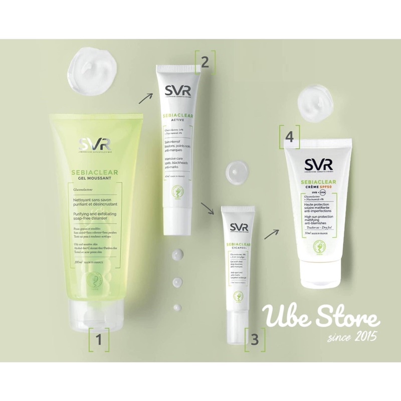 KEM DƯỠNG GIẢM MỤN SVR SEBIACLEAR (ACTIVE GEL - HYDRA - CICAPEEL)