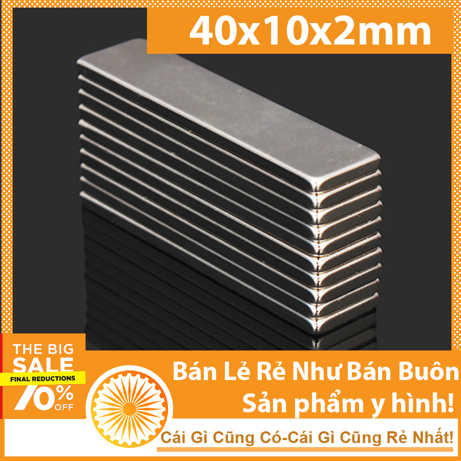 Nam châm đất hiếm chữ nhật 40x10x2mm