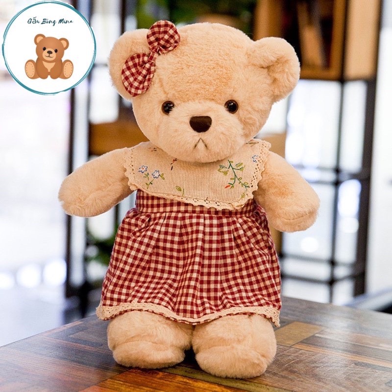 Gấu Bông Teddy Mặc Váy Yếm - Teddy đôi -  Gấu Bông Mina
