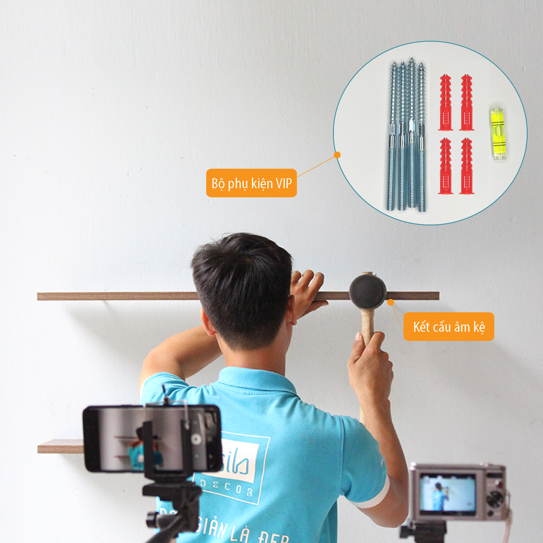 Kệ Vang Treo Tường Giấu Chân Đơn Giản SIB DECOR (Gồm 02 Giá Treo Ly) KR09