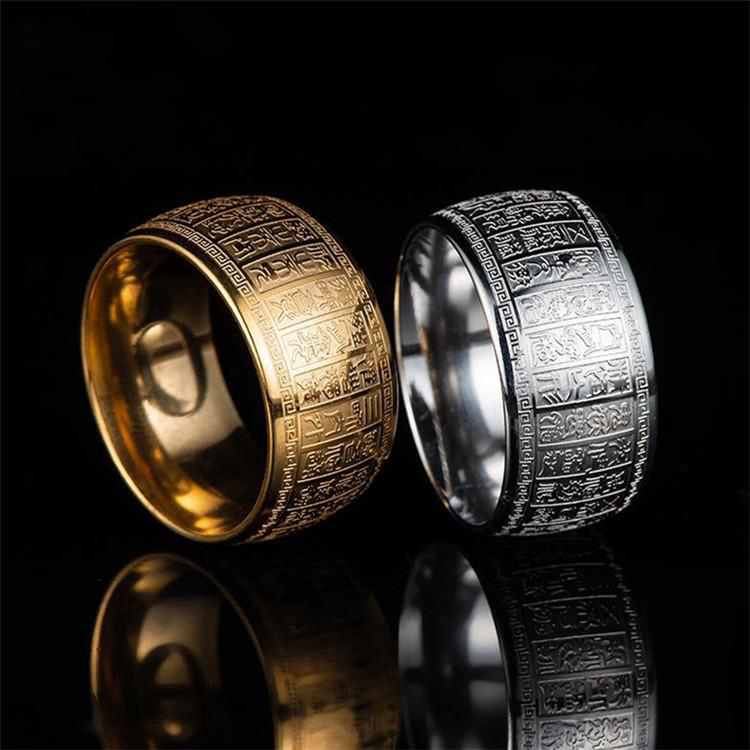 Nhẫn - Nhẫn khắc chú đại bi titan được gia công tỉ mỉ, sang trọng - Nhẫn khắc titan - Nhẫn khắc chú đại bi