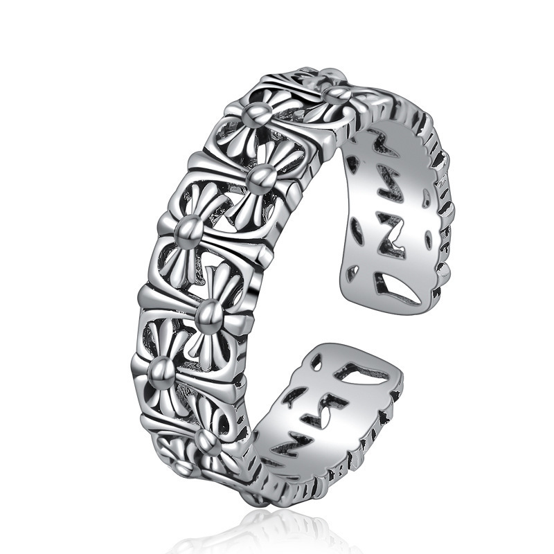 Extreme punk cross freesize opening ring adjustable ring