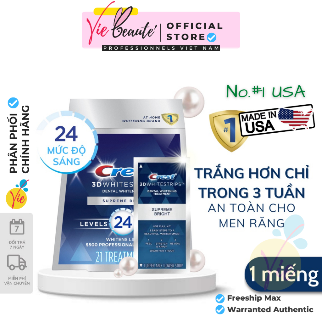 Miếng dán trắng răng Crest White Effects - Crest 3D Whitestrips Supreme Professional