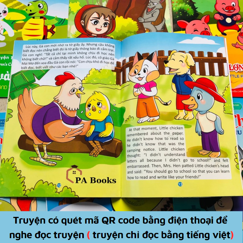 Combo 20 Quyển Truyện Tranh Cổ Tích Song Ngữ Cho Bé - Quét Mã QR Code Nghe Đọc Truyện Bằng Tiếng Việt