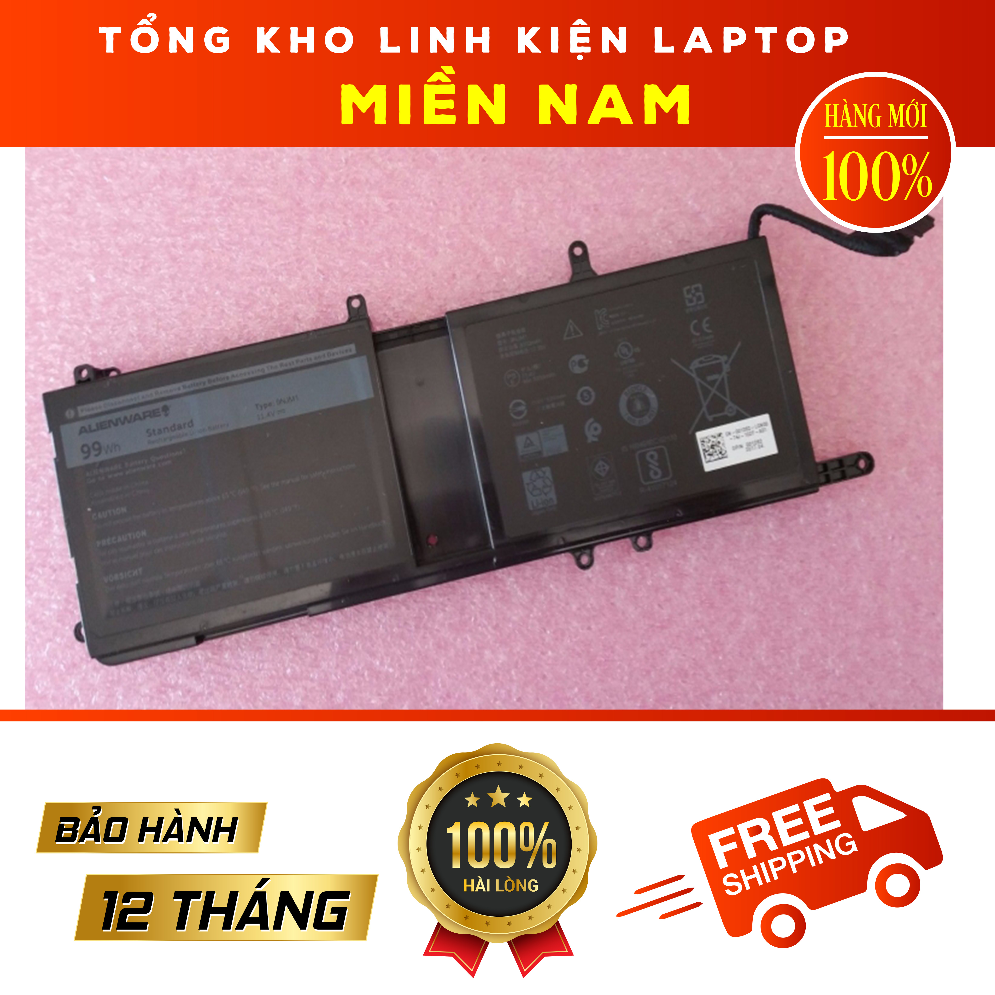 Pin cho laptop dell alienware 15 r3 17 r4 loại 99wh- 6 cell mã pin 9njm1 hàng zin full box