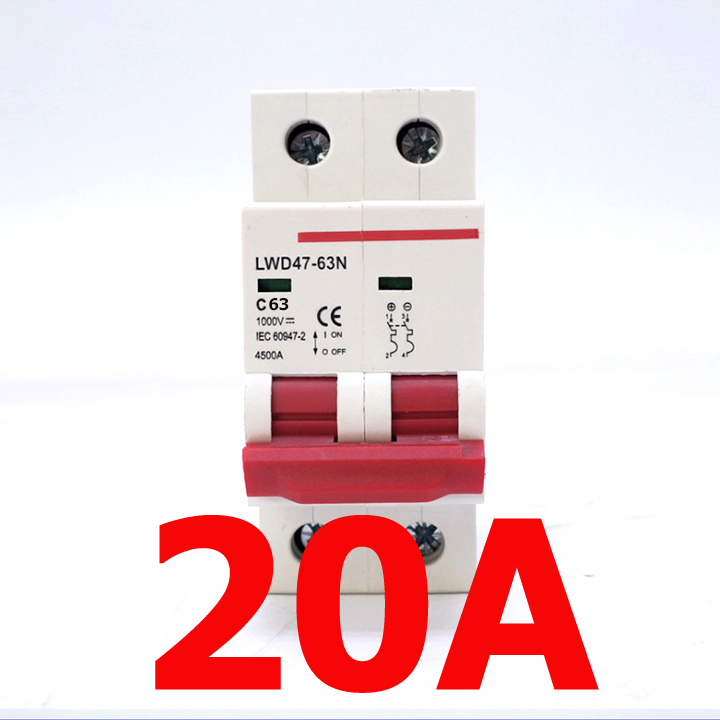 Bộ ngắt mạch cb điện một chiều cầu dao cho solar năng lượng mặt trời 2p dc 1000v 16a/20a/25a/32a/40a/63a lw-cb dc- càu dao dc-aptomat dc