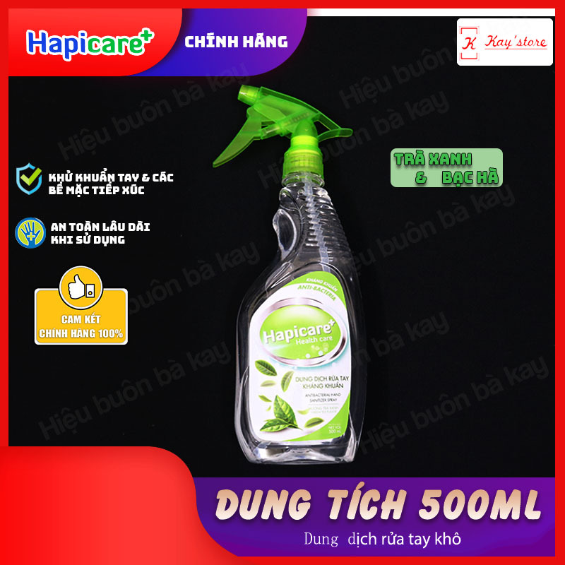 Chai xịt khuẩn HapiCare+ (500ml) / Dung dịch rửa tay sát khuẩn / Nước khử khuẩn / Xịt rửa tay khô