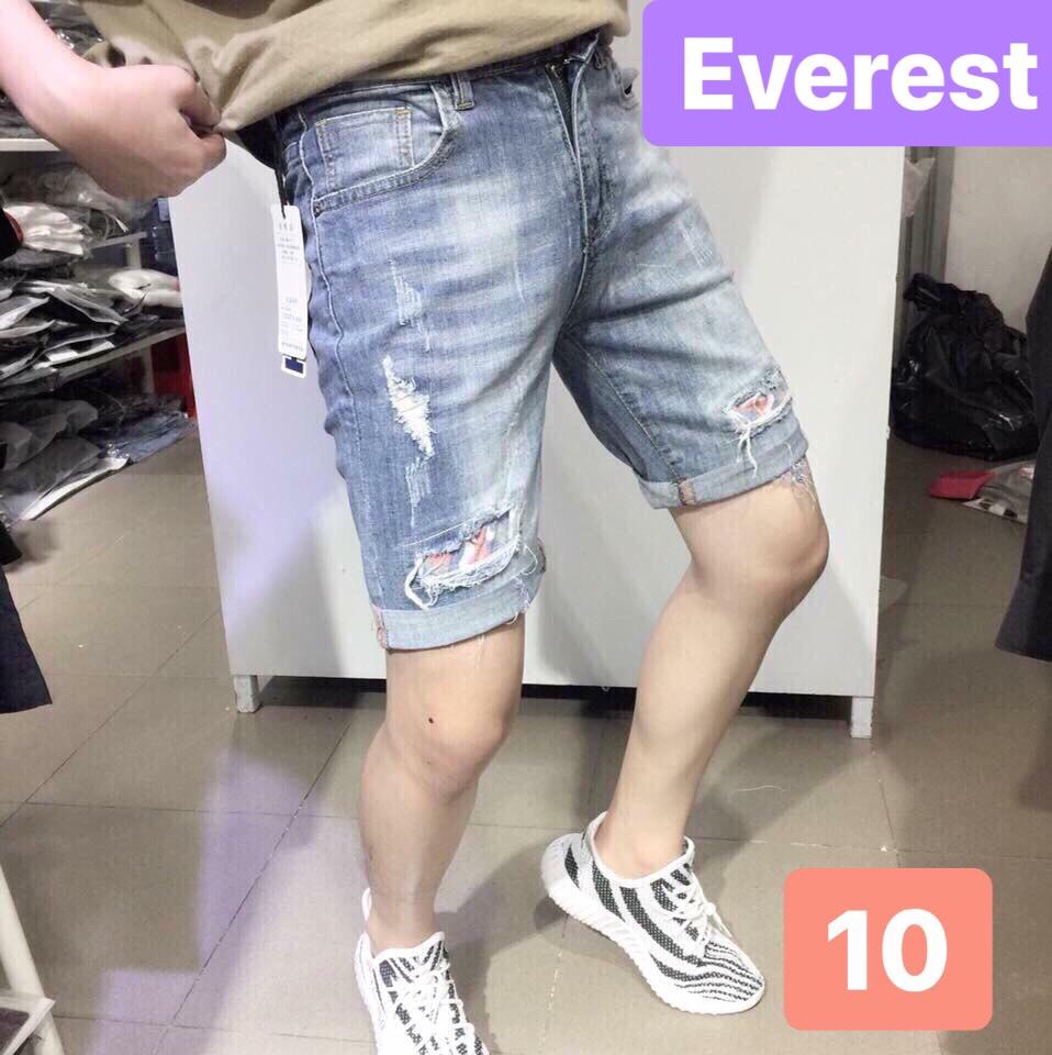 QUẦN SỌT SHORT LỬNG JEAN NAM CHẤT BÒ XANH LÓT VẢI CARO HÀN QUỐC - EVEREST FASHION