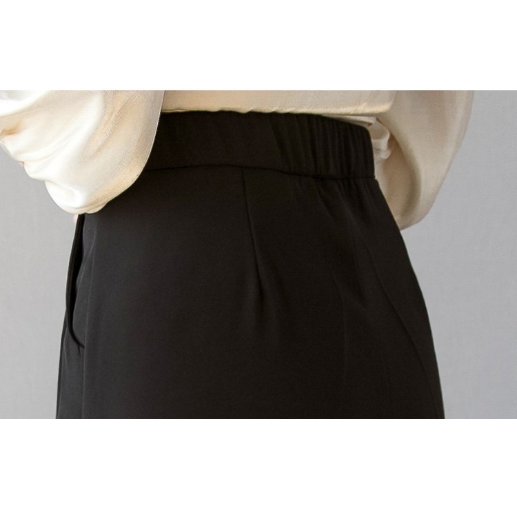 Quần baggy nữ  lưng chun xẻ tà sang chảnh