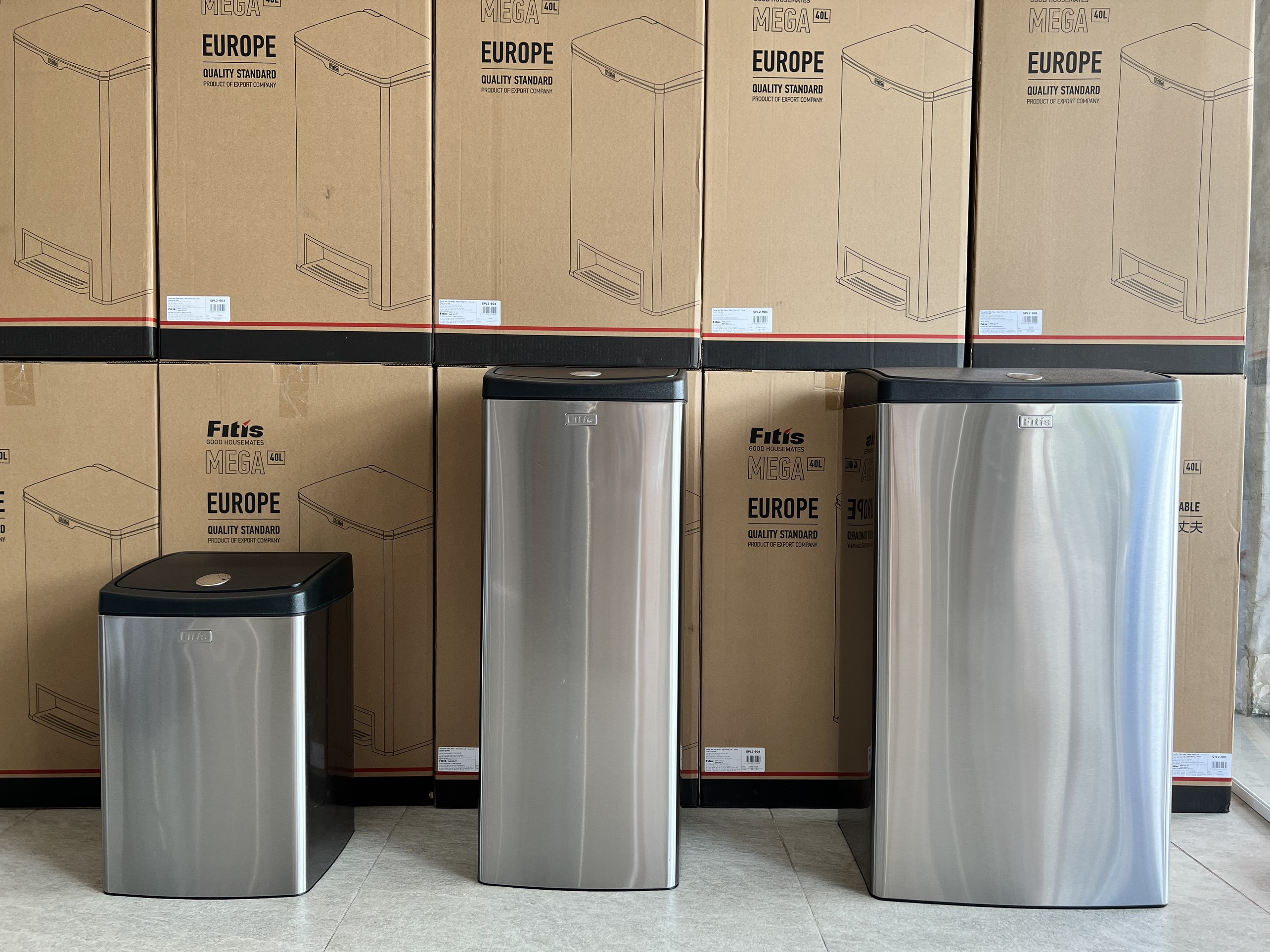 Thùng rác Fitis Mega Nhấn - 40L
