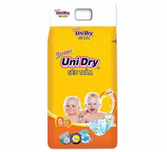 Combo 2 bịch tã dán Unidry Size L 38 miếng từ 9-14 kg