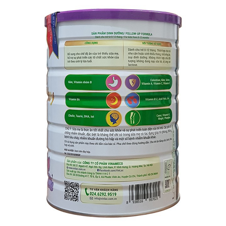 Sữa bột Vinlac Baby 900g
