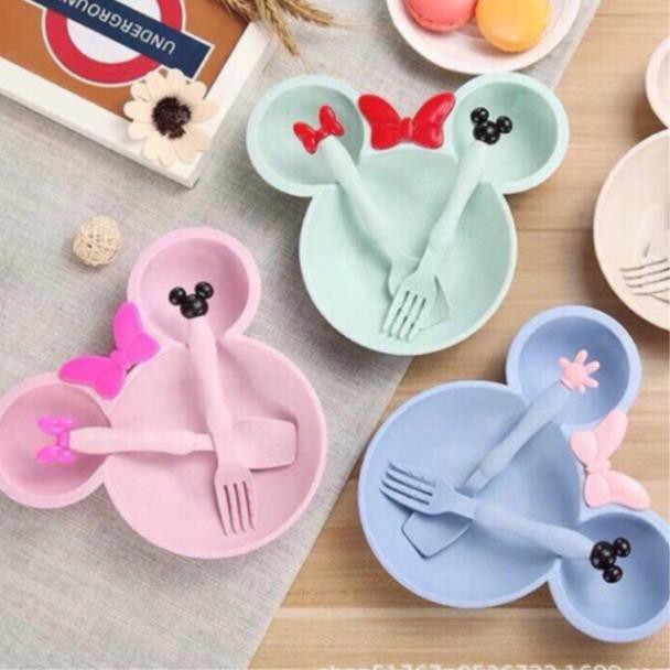 KHAY ĂN DẶM MICKEY LÚA MẠCH KÈM THÌA DĨA CHO BÉ XỊN