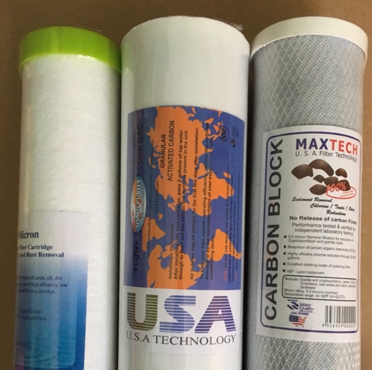 BỘ LÕI LỌC 123 DÙNG ĐƯỢC CHO TẤT CẢ MÁY LỌC NƯỚC LY LỌC 10INCH