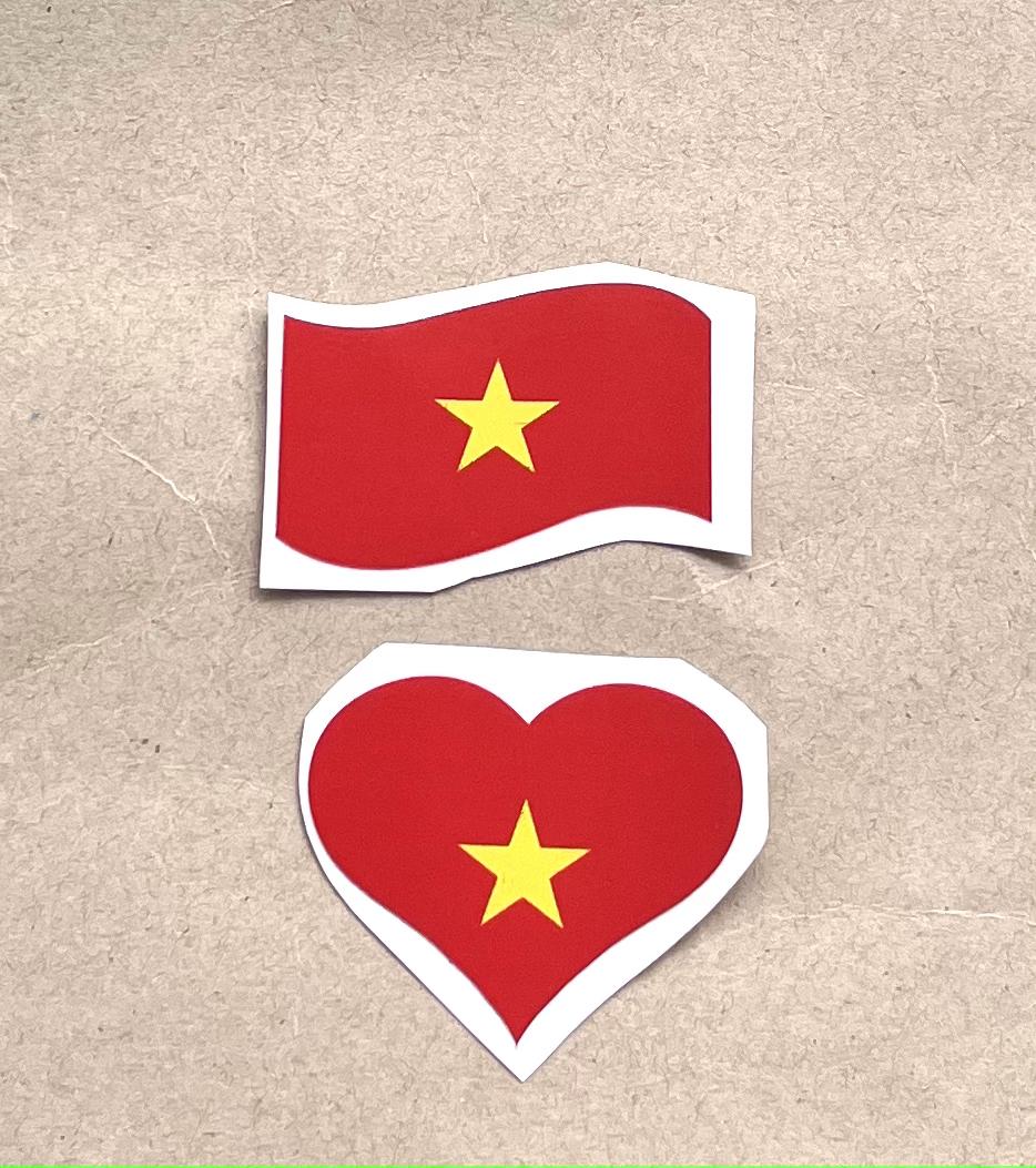 Stick lá cờ dán mặt, hình trái tim - combo 8 cặp