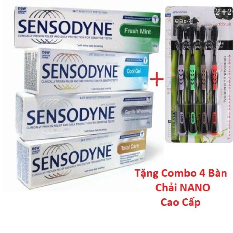 COMBO 6 Tuýt Kem đánh răng chống ê buốt thái lan tặng kèm 4 bàn chải NANO cao cấp nhập khẩu
