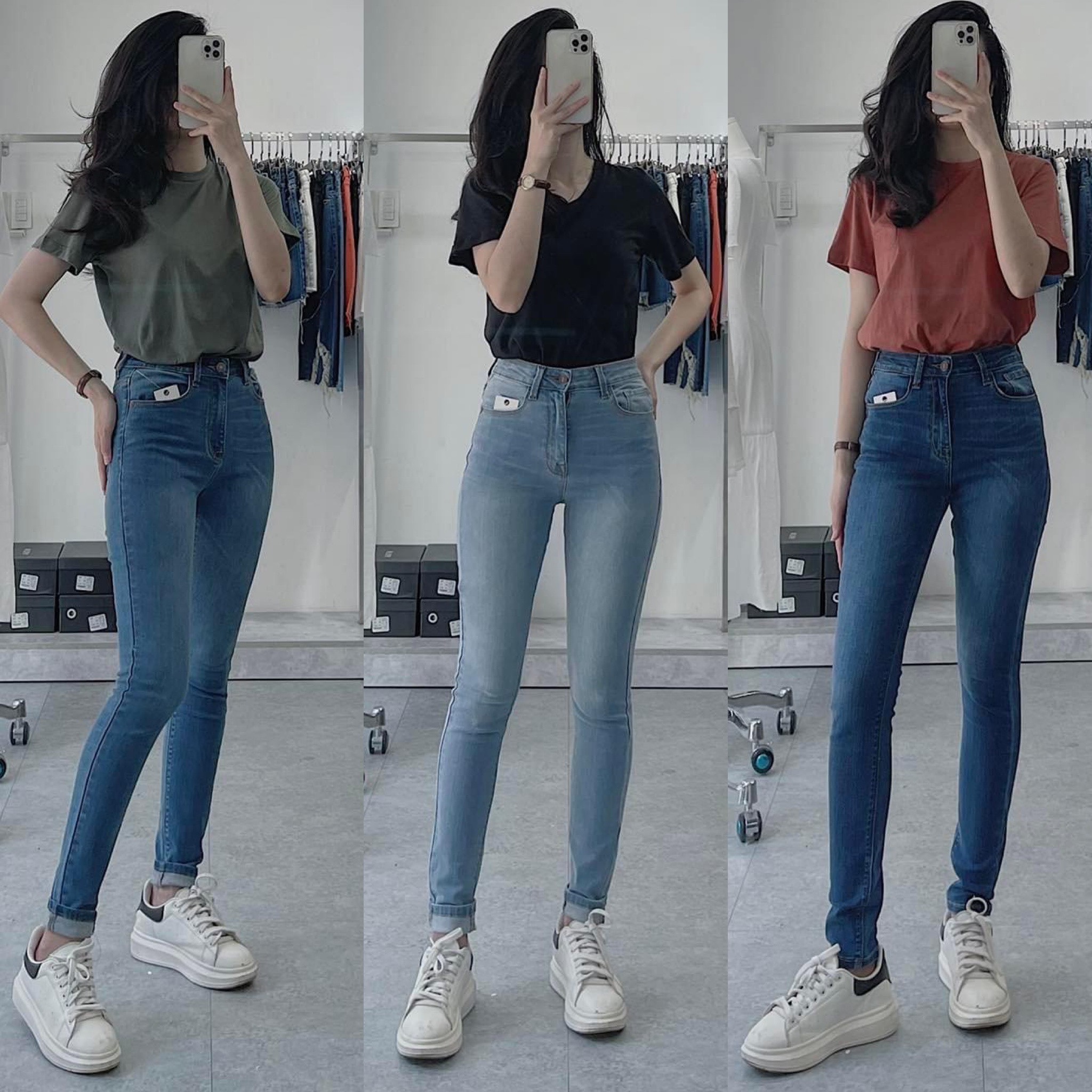 Quần Jeans Skinny Trơn Basic VNXK Móm Store