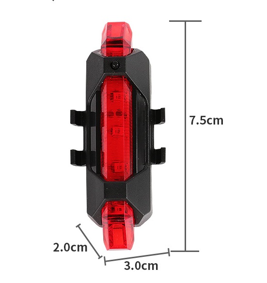 Đèn Xe Đạp Hậu 5 Bóng Led Sạc USB