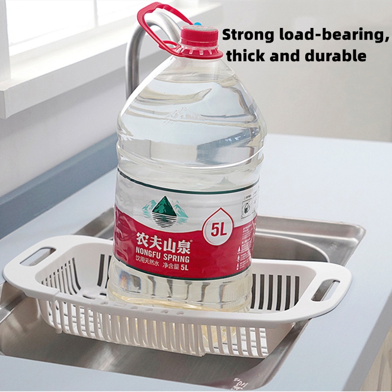 【CC】 Adjustable Vegetable Drain Basket Sink Rack Sponge Holder Household Retractable Drying Racks Accessories