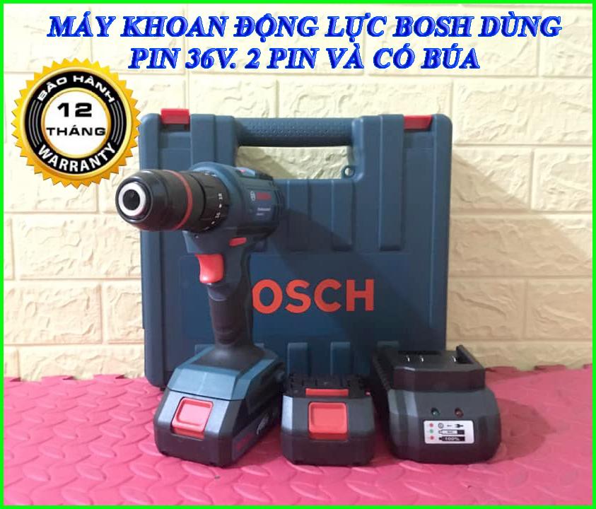 Máy Khoa Pin Cầm Tay Bosh 36V 2 Pin Có Búa MẪU 2019, khoan pin đầu kẹp 13mm