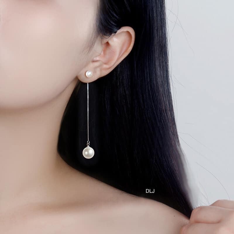 Bông tai bạc tua trai MS35
